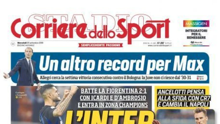 RASSEGNA - Corriere dello Sport: "L'Inter sale"